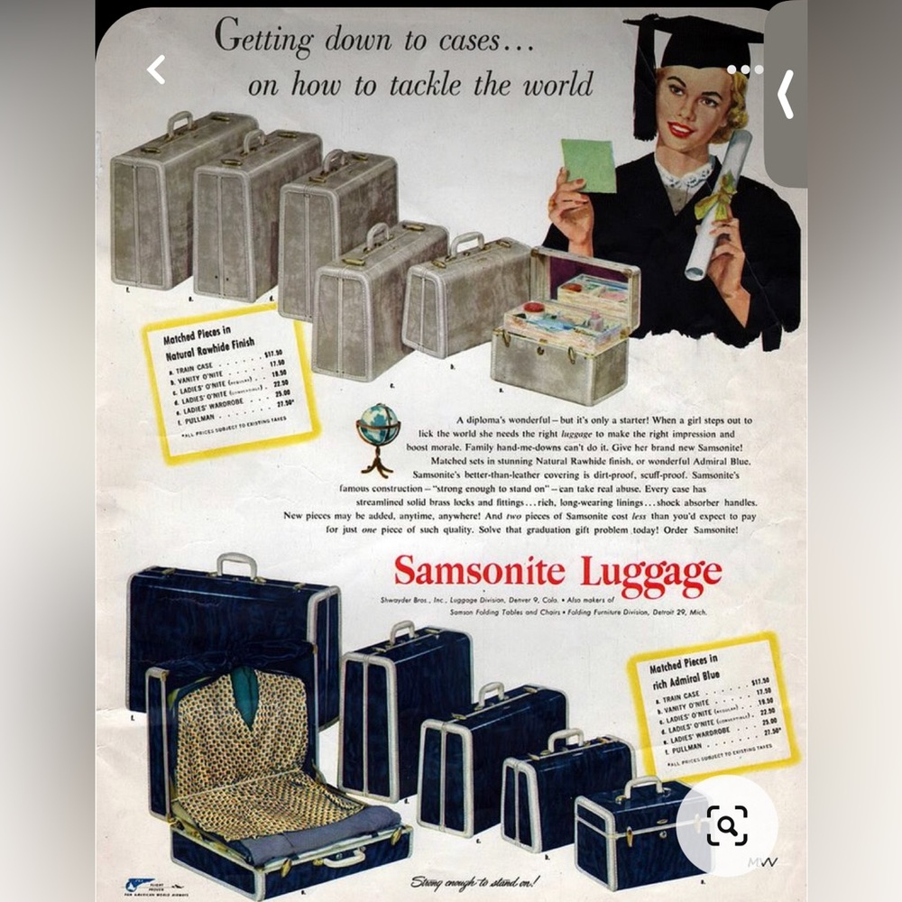 Vintage Samsonite Shwayder Brothers Suitcase Blue.